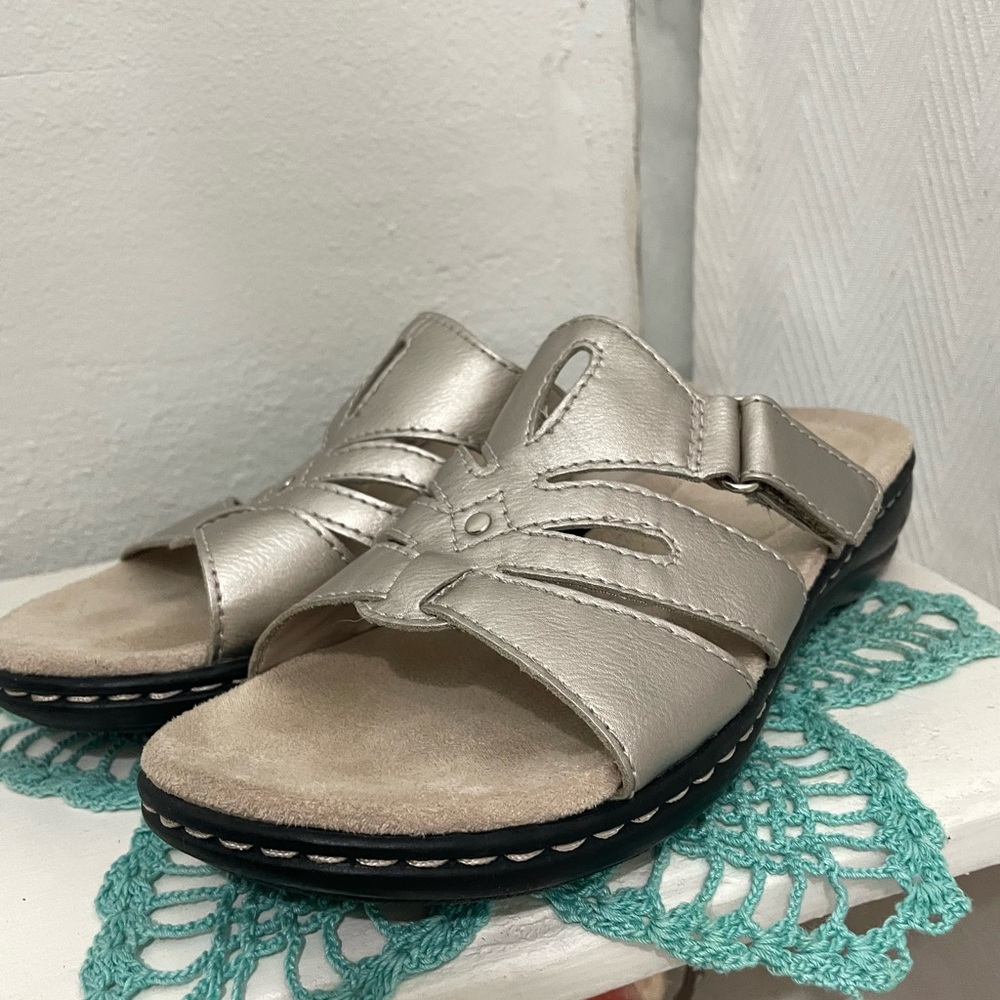 Silver Slip-On Comfort Sandals